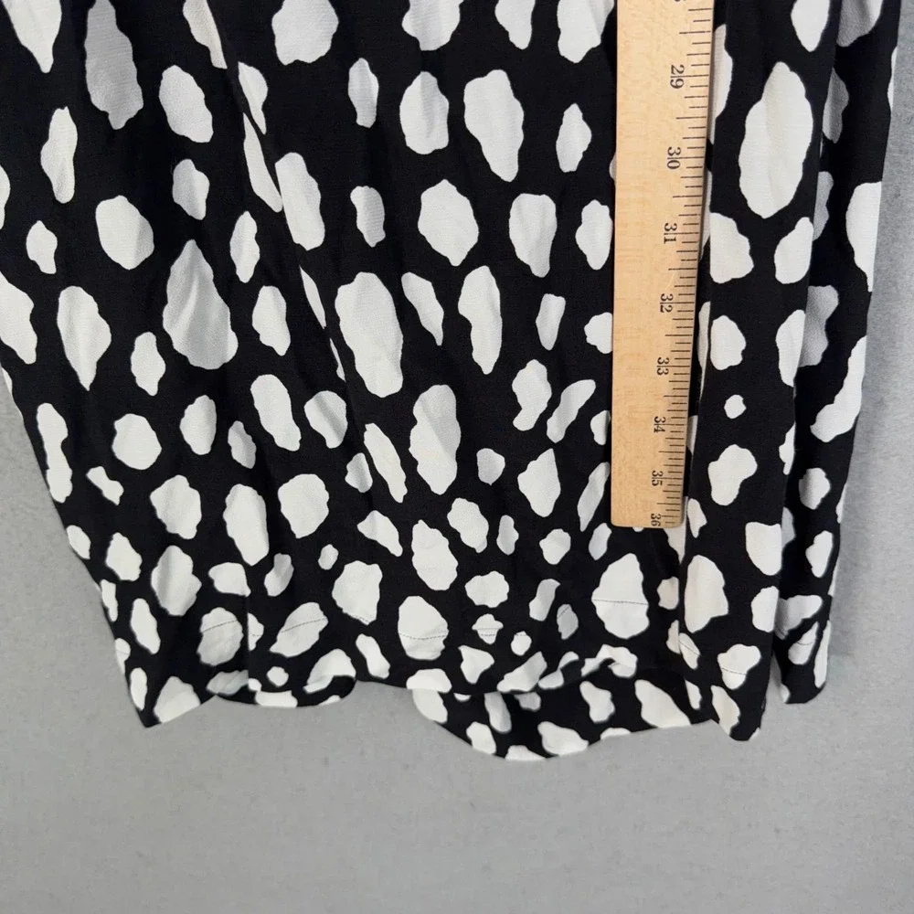 Maje Dress Womens 3 Black White Animal Print Long Sleeve Wrap Mini Parisian Chic